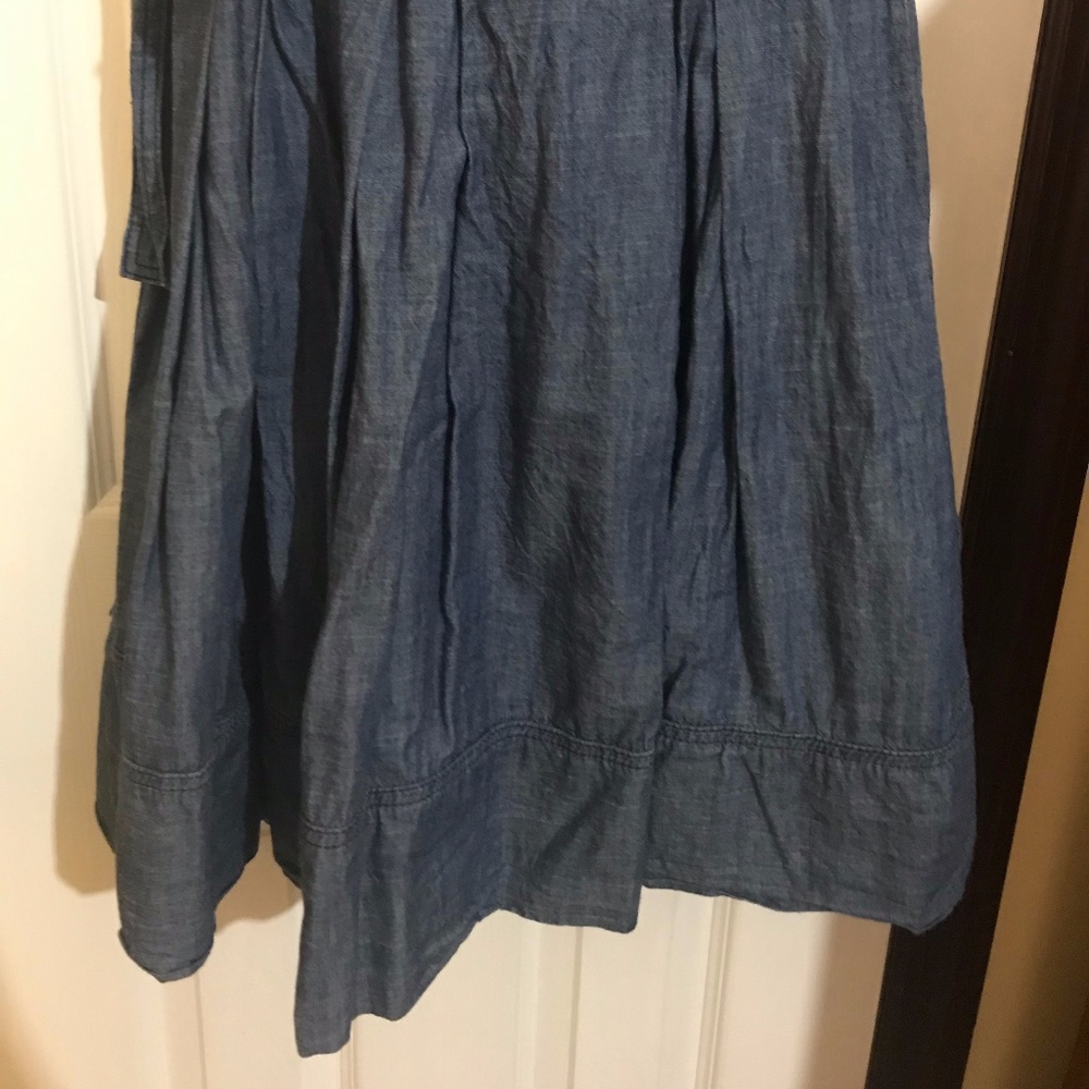 Zara Blue Denim Midi Pleated Skirt with Belt - Picture 2 of 7